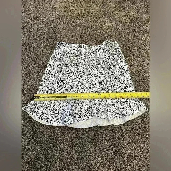 Black and White Handmade Skirt Polka Dots Small Bow, 16 Inches Fun Ruffle Casual - Picture 2 of 9